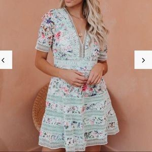 Vici Collection Green Garden Crochet dress